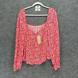 Boden Red Floral Square-Neck Blouse